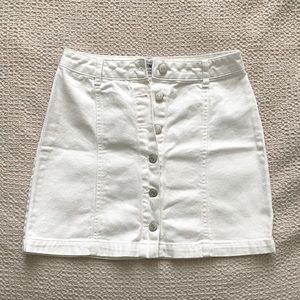 New Look Petite Denim Button Down Skirt - White